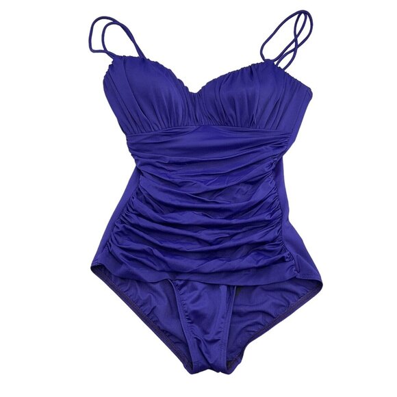 Magicsuit Swimsuit‎ Women 10 Purple Ruched Drape Padded Nylon Spandex 1pc VTG - Picture 1 of 10